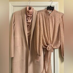 Chic Blush Coat and Blouse Sets